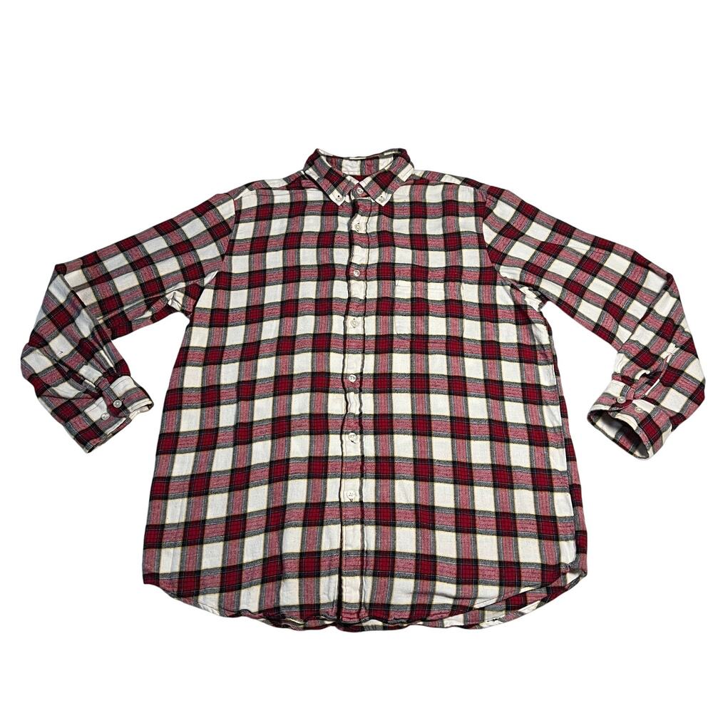 Club Room Men's Plaid Cotton Flannel Button Up Shirt Size L Outdoors Hipster *